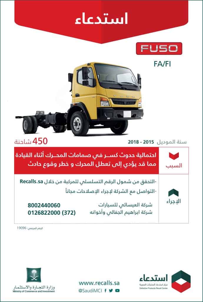 أستدعاء 450 شاحنة فوسو في السعودية بسبب احتمال كسر صمامات المحرك