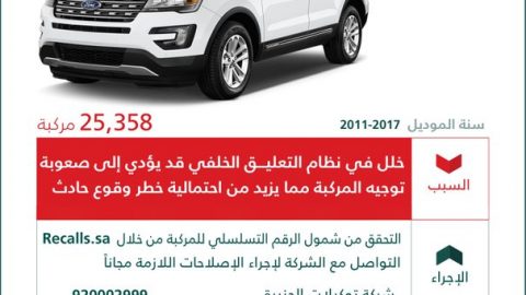 استدعاء 25.358 ألف سيارة فورد اكسبلورر في السعودية