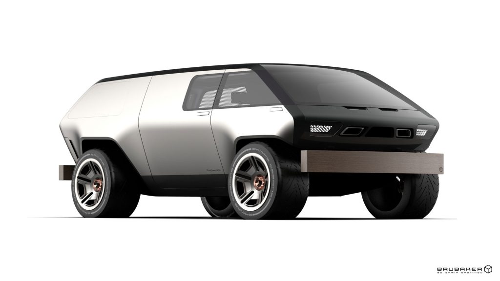 تصور لسيارة Brubaker Box من السبعينيات في القرن الحادي والعشرين
