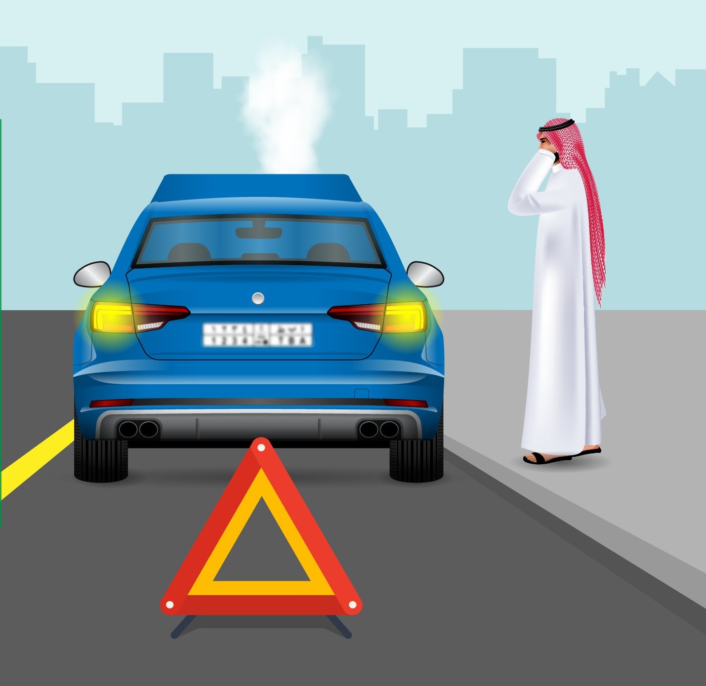 نصائح المرور السعودي عند تعطل المركبات على الطريق