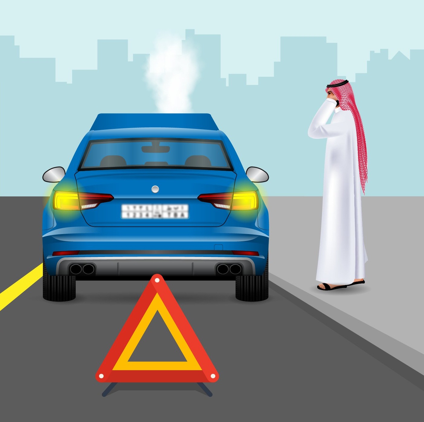نصائح المرور السعودي عند تعطل المركبات على الطرق العامة