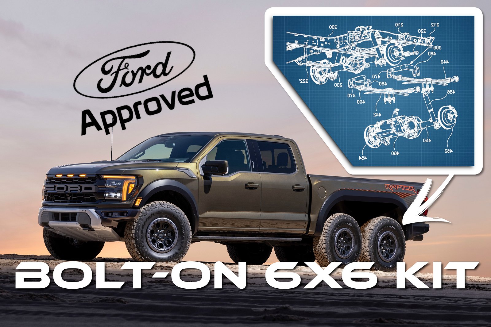فورد تحصل على براءة اختراع لتحويل F-150 إلى شاحنة بست عجلات