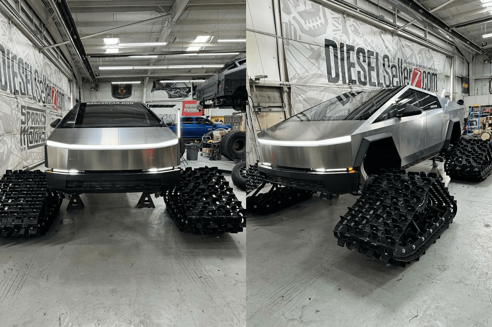 تحول شرس لتسلا سايبرترك بعجلات مجنزرة مخصصة للثلج