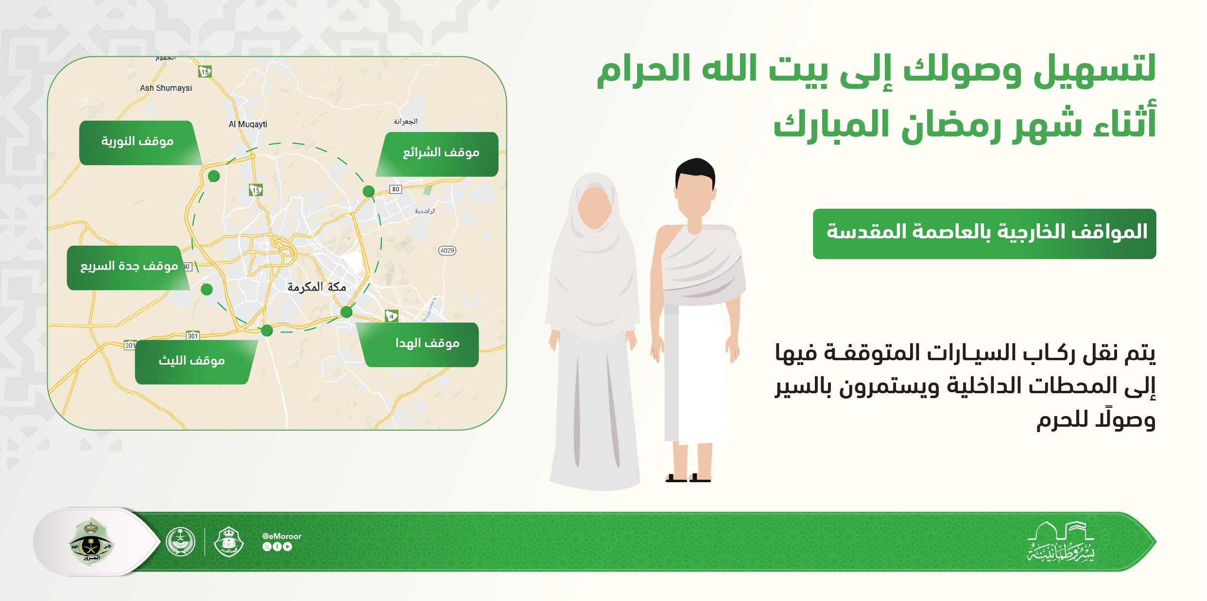 تعرفوا على المواقف الخارجية والداخلية في العاصمة المقدسة لتسهيل الوصول لبيت الله الحرام