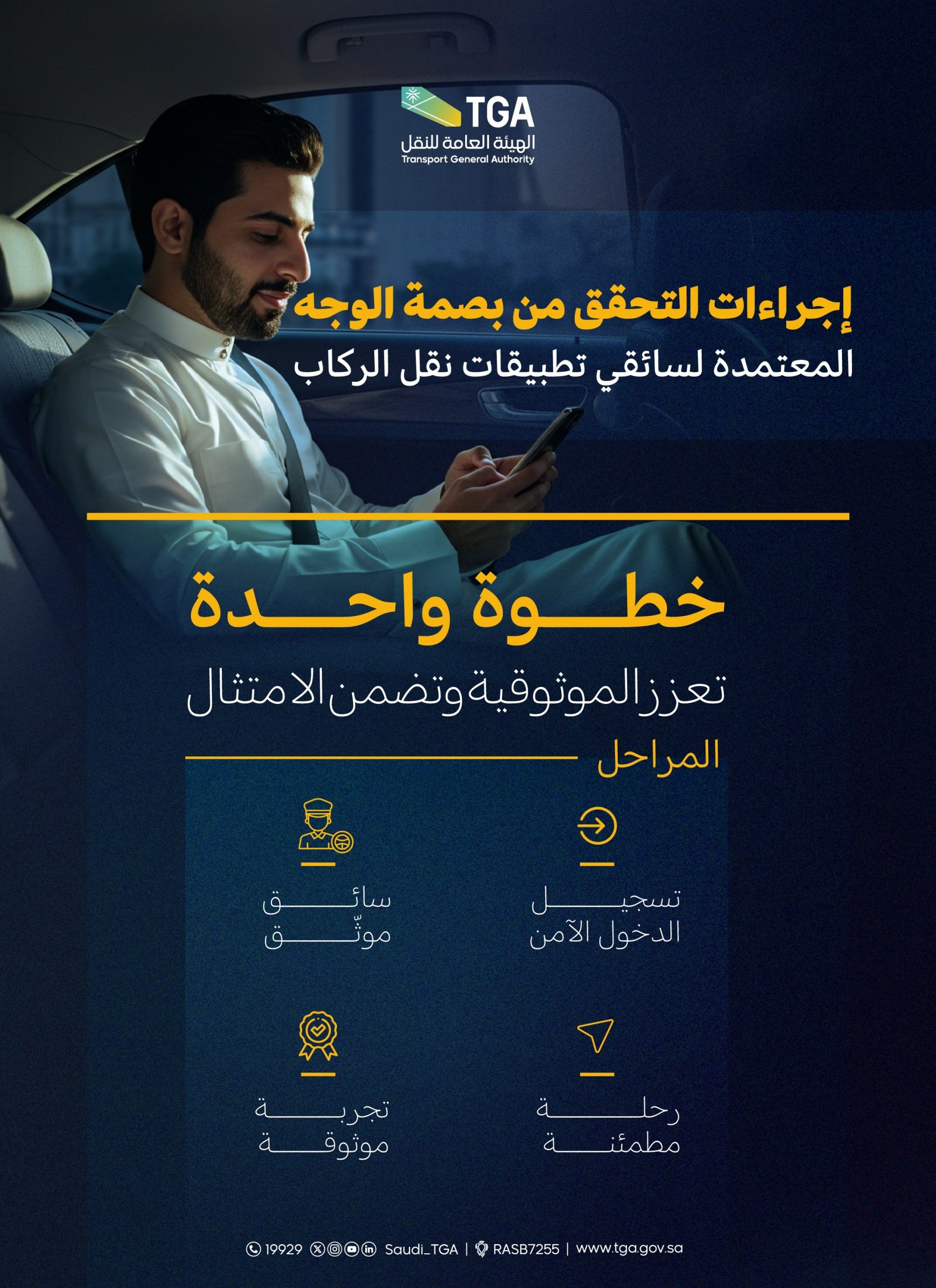 التحقق من بصمة الوجه لسائقي تطبيقات نقل الركاب بالسعودية