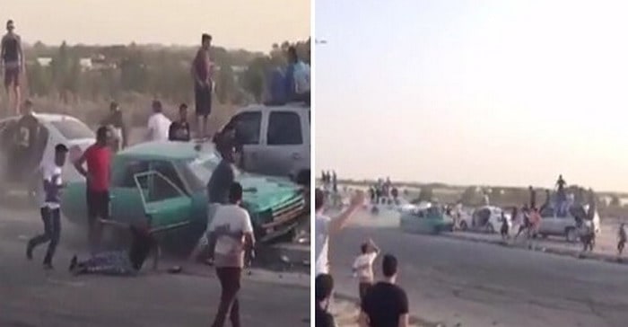 فيديو : سعودي يصيب أربعة بعد فقده السيطرة علي سيارته خلال التفحيط