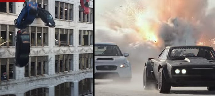 فيديو : الجزء من الثامن من Fast and Furious يشهد طيران سيارات من أعلي موقف سيارات بأوهايو