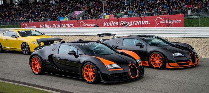 فيديو : سيارتي بوجاتي المحطمتين للأرقام القياسية يجتمعان في حلبة النربرجرينج