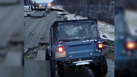 ​فيديو : زلزال ألاسكا بقوة 7 ريختر غير منافس لهذه السيارة جيب