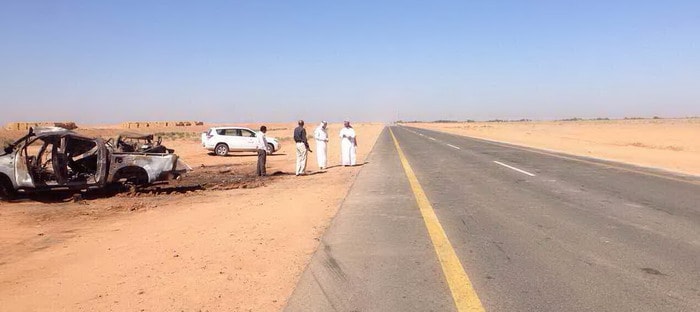 انقلاب سيارة علي طريق الجوف تبوك يتسبب في مقتل اثنين واصابة 4 من أسرة واحدة