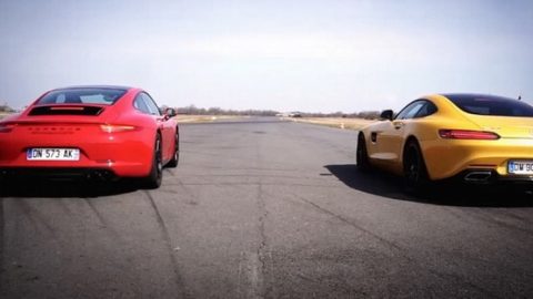 فيديو : مرسيدس AMG GT S تدخل في سباق تسارع مع بورشه 911 GTS